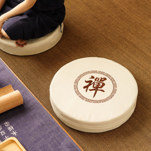 Sacred Stillness" – Round Futon Meditation & Grounding Cushion - Image 3