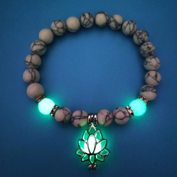 Glow-in-the-Dark Lotus Energy Bracelet | Natural Stone Beads for Healing & Meditation - Image 4