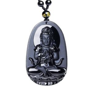 Natural Obsidian Buddha Pendant | Spiritual Shielding & Balance