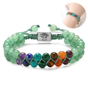 7 Chakra Healing Crystal Bracelet | Double-Layer Natural Gemstone for Yoga & Meditation