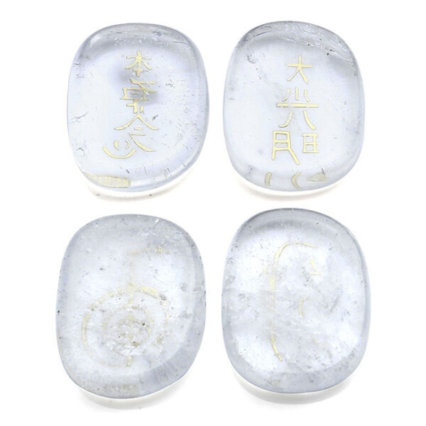 Reiki Healing Stones (Set of 4) | Natural Oval Crystals with Sacred Symbols - Image 7