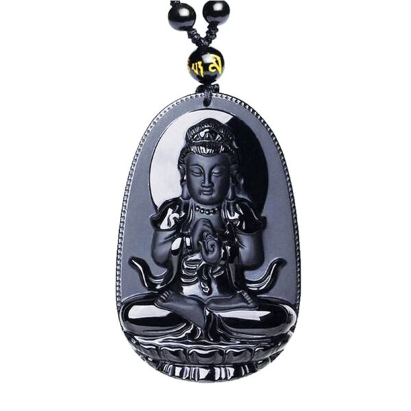 Natural Obsidian Buddha Pendant | Spiritual Shielding & Balance - Image 3