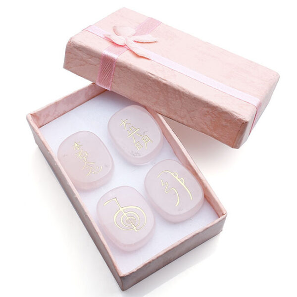 Reiki Healing Stones (Set of 4) | Natural Oval Crystals with Sacred Symbols - Image 6