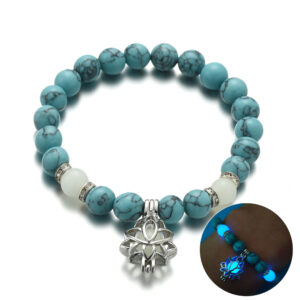 Glow-in-the-Dark Lotus Energy Bracelet | Natural Stone Beads for Healing & Meditation